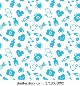 vector seamless pattern with white medical elements on white background