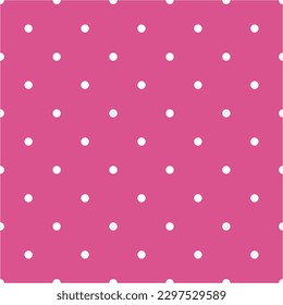Vector seamless pattern with white polka dots on a neon pink background. For cards, albums, backgrounds, arts, crafts, fabrics, decorating or scrapbooks.mless pattern with white polka dots o