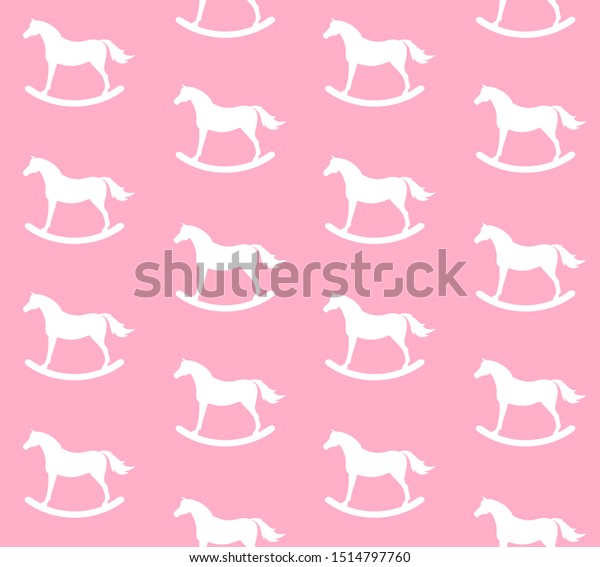pink and white rocking horse