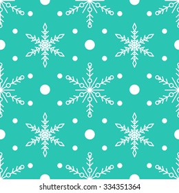 Vector seamless pattern with white  snowflakes. Winter christmas background 