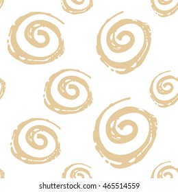 Vector seamless pattern with white spiral. Beautiful background for party, greeting paper card or banner. Hand drawn fashion sketch style. Objects on white backdrop.