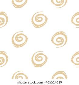 Vector seamless pattern with white spiral. Beautiful background for party, greeting paper card or banner. Hand drawn fashion sketch style. Objects on white backdrop.