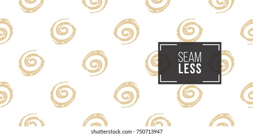 Vector seamless pattern with white spiral. Beautiful background for party, greeting paper card or banner. Hand drawn fashion sketch style. Objects on white backdrop.