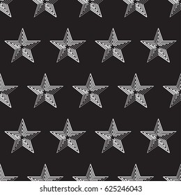 vector seamless pattern with white stars against black. EPS