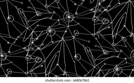 vector seamless pattern white strokes and specks on a black background