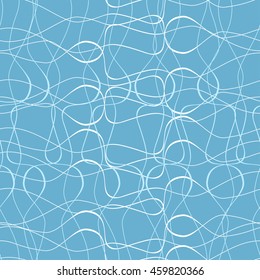 Vector seamless pattern with white threads on blue background