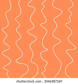 Vector seamless pattern of white waves on orange background. Design for fabric, packing paper, cover, or other purposes.