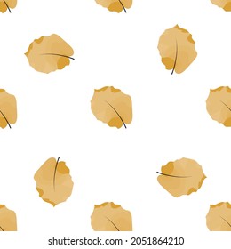 Vector seamless pattern whith stylized yellow autumn foliage on white background