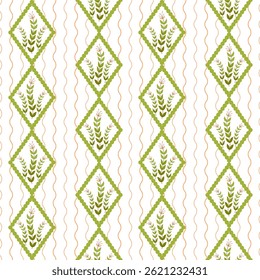 Vector seamless pattern with wild flowers in frames. Bright floral romantic meadow flowers in cottagecore garden style for manor and farmhouse background.