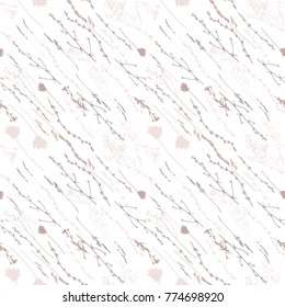 Vector seamless pattern with wild flowers, herbs and grasses.Thin delicate lines silhouettes of different plants - chicory, yarrow, dill, queen anne lace. Soft pastel colors on white background
