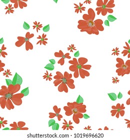 Vector seamless pattern of wild rose flowers.