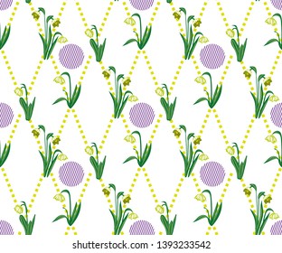 Vector seamless pattern with wild spring flower