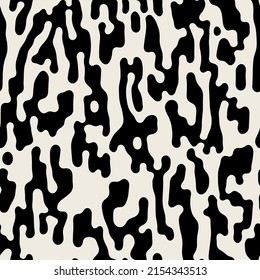 Vector seamless pattern with winding spots. Monochrome hand drawn streaks. Contrast repeating unusual print which can be used for fabric, wallpaper, cover, wrapping, card etc