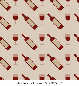 Vector seamless pattern with wine glasses and bottle - vector