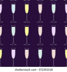 Vector seamless pattern with wine glasses