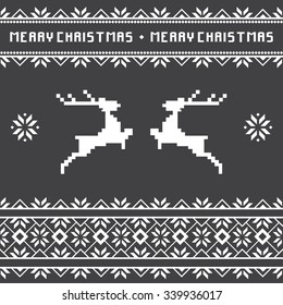 Vector seamless pattern, winter contrast tracery, New Year and Merry Christmas design, Nordic background
