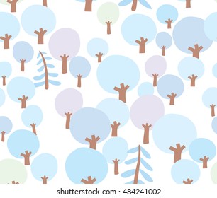 Vector seamless pattern. Winter forest