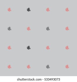 Vector Seamless Pattern Winter Little Bushes on Grey Background
