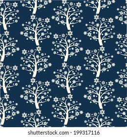 vector seamless pattern with winter trees abstract background