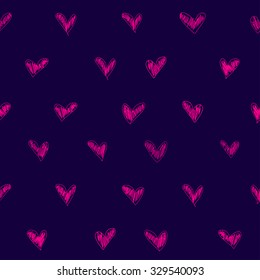 vector seamless pattern witch sketch heart texture