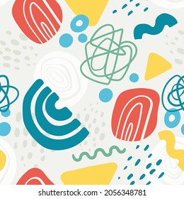 Vector seamless pattern witn decorative elements. Colorful background on the theme of abstraction