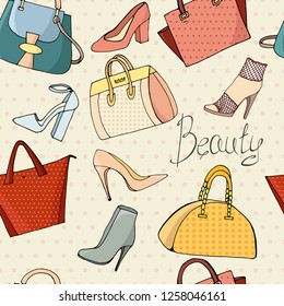 vector seamless pattern with woman accessories