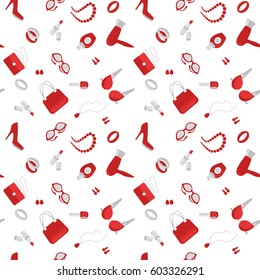 Vector seamless pattern with woman accessories