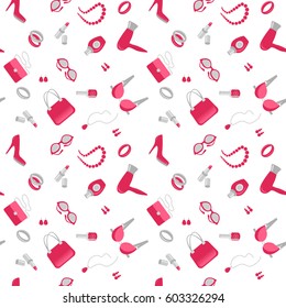 Vector seamless pattern with woman accessories
