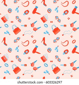 Vector seamless pattern with woman accessories