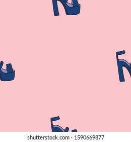 Vector seamless pattern of woman shoes. Design for prints, package, wrapping paper, greeting cards etc.