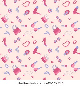 Vector seamless pattern with women accessories