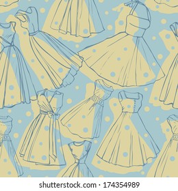 vector seamless pattern with women's dress