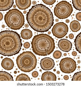 Vector seamless pattern. Wood drawn illustration.
