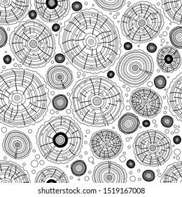 Vector seamless pattern. Wood drawn contour illustration.