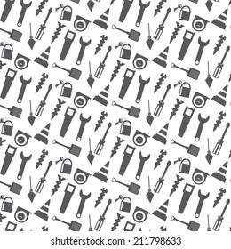 vector seamless pattern working tools sign monochrome background