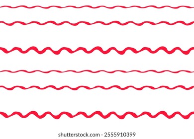 Vector seamless pattern Wrapping paper Textile Fabric typography  Isolated white background Wavy red lines  Simple abstract textile design