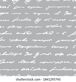 Vector seamless pattern. Write text word. Scrawl handwritten. Vintage background. Abstract script pattern. Write letter. Handwriting scribble. Written hand unreadable text. Scribbles for design prints