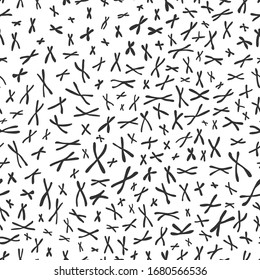 Vector seamless pattern of x chromosomes black on white background