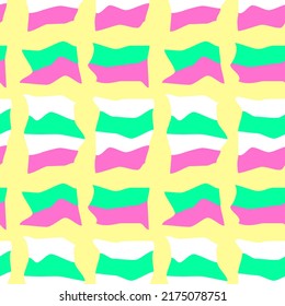 Vector seamless pattern of Y2K in Retro style. Vintage Psychedelic. Groovy curvy. Happy Positive. 70s, 80s, 90s vibes. Hypnotic pattern.
Repeat print. Groovy hippie chessboard pattern.