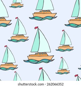 vector seamless pattern with yacht