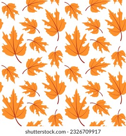 Vector seamless pattern of yellow autumn maple leaves. Autumn Background. Background for textile or book covers, wallpapers, design, graphic art, printing, hobby, invitation.
