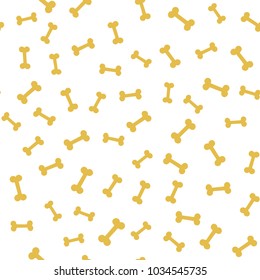 Vector seamless pattern of yellow bone for dog on white background. Print for fabric, paper, package. Useful for pet shop, veterinary, animal exhibition banner, poster.
