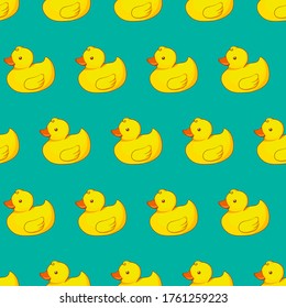 Vector seamless pattern with yellow ducks