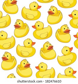 Vector seamless pattern with yellow ducks