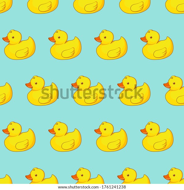 Vector seamless\
pattern with yellow\
ducks