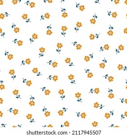 Vector seamless pattern with yellow flowers