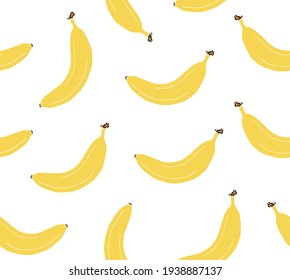 Vector seamless pattern of yellow hand drawn doodle sketch banana isolated on white background