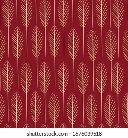 Vector seamless pattern with yellow leaves on a 
burgundy background. Use in fabric, wrapping paper, wallpaper, bags, clothes, dishes, cases on smartphones and tablets.