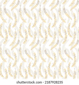 Vector Seamless Pattern: yellow leaves hand drawn background, floral leaf pattern.
