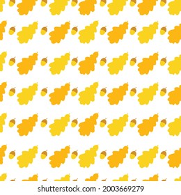 Vector seamless pattern . Yellow oak leaves and acorns . Autumn flat design for textile. wallpaper, wrapping paper, notebook cover